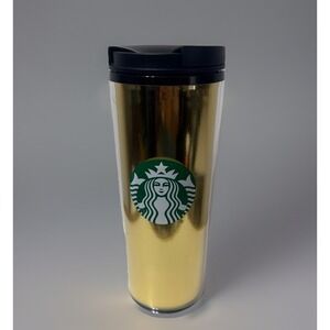 Starbucks Tumbler Gold Mermaid Grande‎ Size Twist Off Lid Safety Slide 16 Oz.
